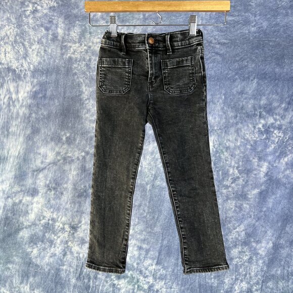Girls Black Denim Straight Leg Jeans Sz 6 - Picture 1 of 5